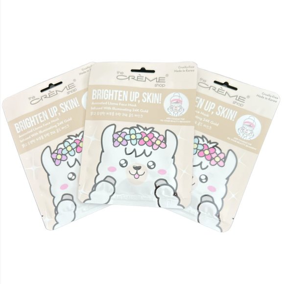 NEW The Creme Shop, Set of 3 Brighten Up, Skin! Llama With Illuminating 24k Gold - Picture 1 of 4